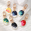 Gold Tone Oval Marbled Swirl Enamel Clip Keychains in Six Colors view 1