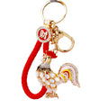 Jeweled Rooster and Hen Keychains with Bare Braided Wrist Loops view 5
