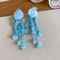 Pastel Flower and Cord Tassel Dangle Stud Earrings view 8