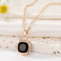 Gold Tone Square Faceted Crystal Pendant Necklaces in Eight Colors view 4