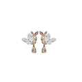 White Butterfly Stud Earrings with Pink Crystal Drops view 5