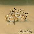 Two Tone Crystal Oval Hoop Earrings Polished Jewelry Accessory view 4