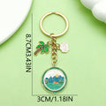 Gold-Tone Camping Scene Metal Keychains, Five Colorful Styles view 3