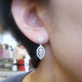 White Gold Marquise Halo Drop Earrings Clear Stone Alloy view 2
