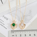 Gold Tone Crown Heart Crystal Pendant Necklaces in Two Colors view 4