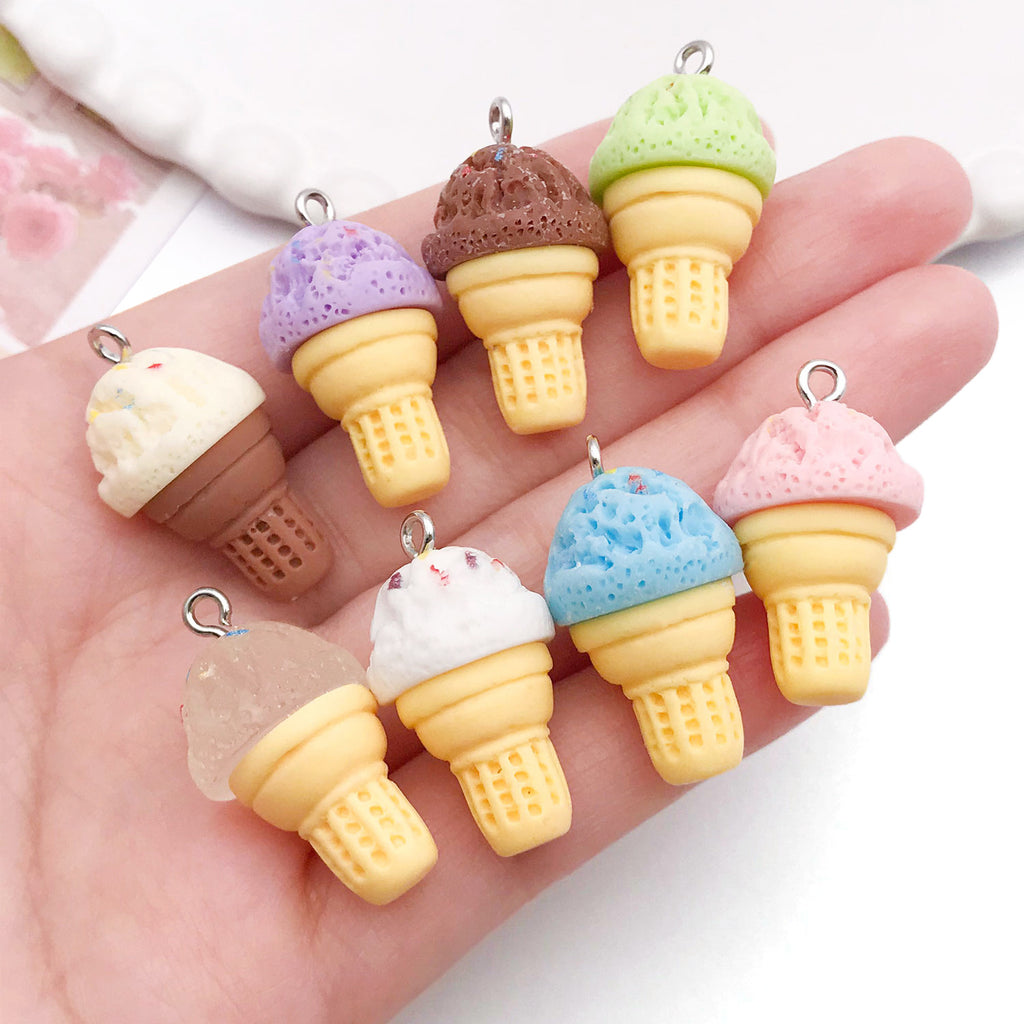 15x28mm Resin Ice Cream Charm Pendant for Bracelet Necklace Keychain DIY Jewelry