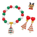 Christmas Tree Bead Bracelet Reindeer Ring Earrings Set view 5