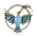 Antique Gold Dove Brooch with Crystal Wings and Oval Center view 5