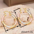 Pink Accent Hoop Earrings in Gold-Tone Metal Jewelry view 4