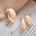 Double Oval Shimmer Drop Stud Earrings with Silver Tops view 3