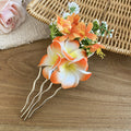 Fabric Plumeria Flower Hair Fork Comb Pins Seven Colors view 7