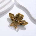 Green Gold Tone Bee Crystal Three Designs Metal Brooch Pin view 3