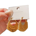 Gold Chain Fringe Hoop Earrings with Crystal Edges view 5