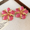 Magenta Flower Studs