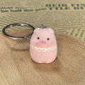 Pink Flocked Pig Figure Keychains With Rings 5 Styles view 7