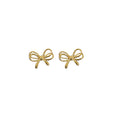 Minimal Bow Stud Earrings in Gold Tone or Silver Tone view 5