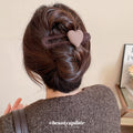 Brown Yarn Wrap Duckbill Hair Clip Flocked Heart Accent view 3