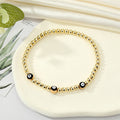 Gold Tone Beaded Multicolor Evil Eye Stretch Bracelets view 7