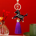 Floral Crystal Horse Keychains with Braided Straps and Tassels view 3