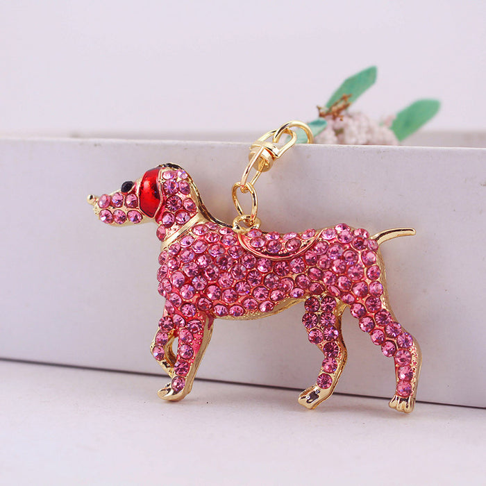 Cute Rhinestone Shepherd Dog Car Keychain Bag Charm