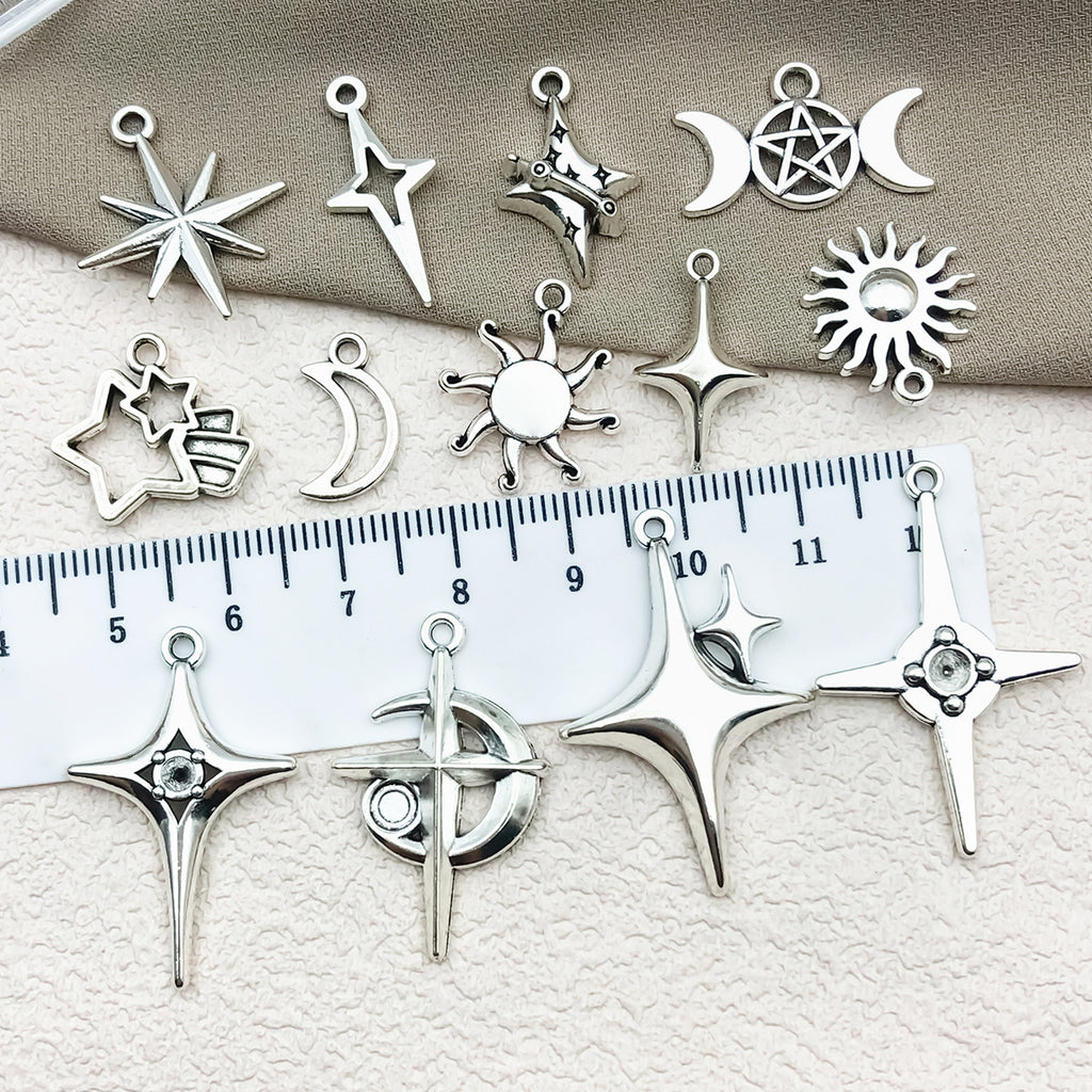 Zinc Alloy Cross Pentagram Hollow Star Charm Pendant for DIY Necklace Earring Bracelet
