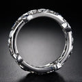 Silver Tone Blue and Clear Crystal Openwork Band Ring view 4