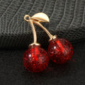 Resin Cherry Charm Pendant With Gold-Tone Leaf Solid And Glitter Colors view 12