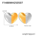 Polished Heart Stud Earrings Two-Tone Gold And Steel view 6