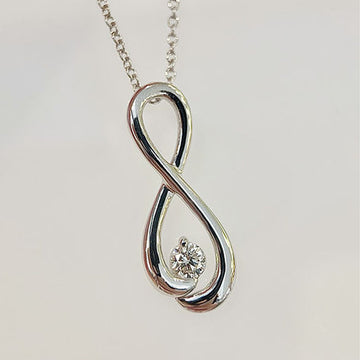Silver Tone Infinity Teardrop Crystal Pendant Necklace