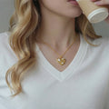 Gold Heart Pendant Necklace With Mixed Zircon Stones view 4
