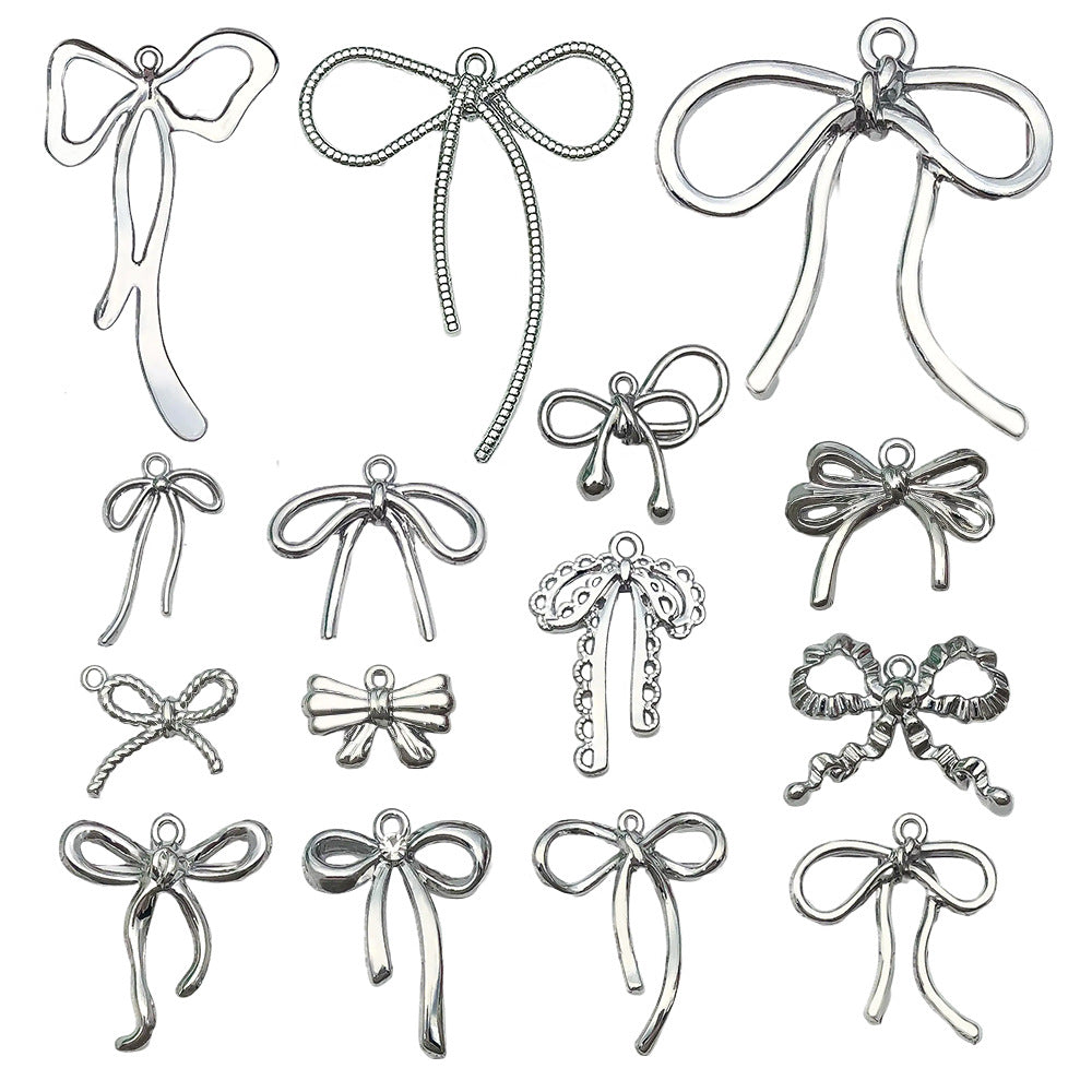 Silver Plated Zinc Alloy Bow Tie Butterfly Charm Pendant for DIY Necklace Bracelet Earrings