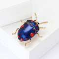 Enamel Beetle Brooch in Green and Blue Decorative Lapel Accessory view 3