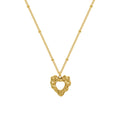 Open Heart Organic Texture Pendant Necklace Gold Steel view 5