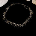 Open Lattice Mesh Chain Necklace in Gold and Silver Tone view 7