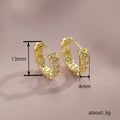 Gold X Cross Clear Stone Huggie Hoop Earrings Alloy view 4