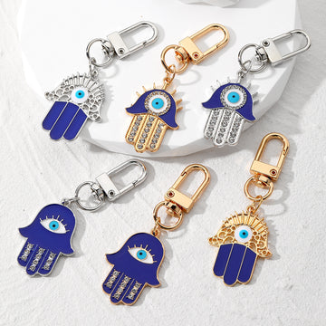 Crystal Hamsa Evil Eye Clip Keychains in Six Styles