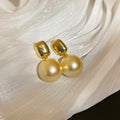Gold Tone Champagne Pearl Like Pendant Necklace And Drop Earring Set view 6