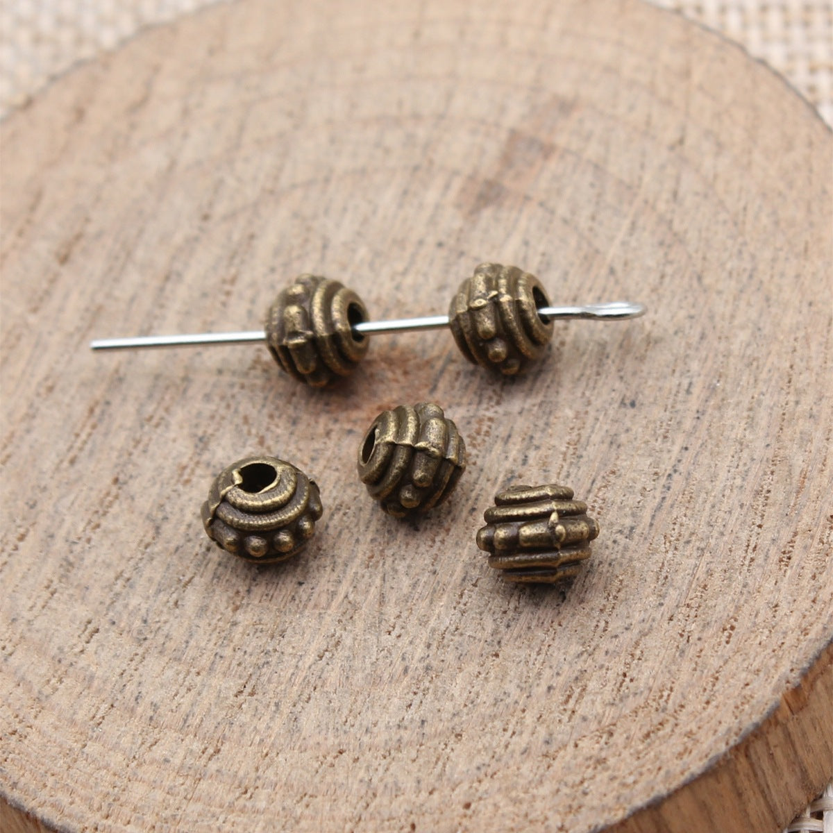 6.5x6.5x5.4mm 0.57g Antique Bronze Zinc Alloy Round Small Hole Spacer Beads for Bracelet Jewelry Making