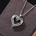 Silver Tone Open Heart Black Clear Stone Pendant Necklace view 3