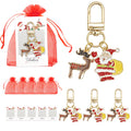 Gold Enamel Santa Reindeer Keychain Lobster Clasp Charm view 1