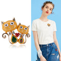 Two Cat Enamel Brooch With Heart and Crystal Bows in Six Colors view 2