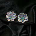 Iridescent Layered Camellia Flower Statement Stud Earrings view 4
