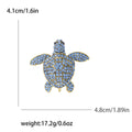 Gold Blue Green Paved Rhinestone Sea Turtle Brooch view 5