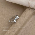 Open Adjustable Silver Tone Bow Ring With Twisted Beaded Band view 3