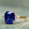 Cushion Three-Stone Ring In Pink, Blue, Red, And Green view 4