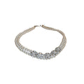 White Double Strand Pearl Rhinestone Flower Choker Single view 5