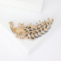 Antique Gold Peacock Brooch with Colorful Enamel Crystal Tail view 3