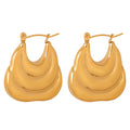 Layered Wavy Bag Shape Chunky Hoop Earrings Gold Steel view 5