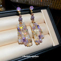 Faceted Crystal Long Drop Stud Earrings Fashion Jewelry view 3