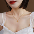 Puffy Heart Pendant Necklace Gold Rose Steel Fine Cable Chain view 4